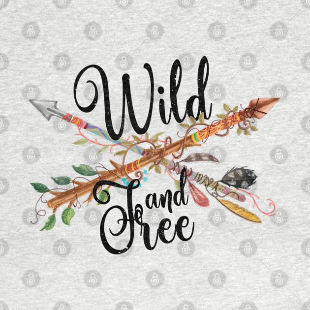 Wild and Free design Boho Style with Feather by merchlovers